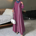 Women's Fall Casual Long Sleeve Patchwork Lace Trim Loose Dress 2026 - Blue