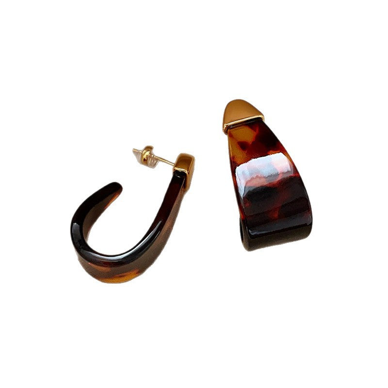 18K Gold-Plated Brown Teardrop Stud Earrings - view 5