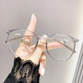 Light-Changing Prescription Glasses Fashionable Trendy Bare Face Overseas Retro Versatile Slender Large Frame Gray Photochromic Myopia Glasses