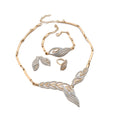 Beige Lily Leaf Rhinestone Geometric Cutout Jewelry Set Banquet Party Magnetic Glasses Style Necklace Light Luxury Niche Necklace