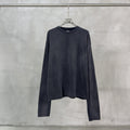 AR Men's Pure Cotton Washed Distressed Frayed Edge Loose Fit Crew Neck Long Sleeve T-Shirt