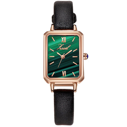 2026 New Fashionable Square Piece Watch Live Womens Watch Retro Influencer Fashionable Small Green Watch Malachite Green Dial Watch