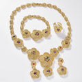Overseas Bestseller Dubai 18K Gold Flower Huawei Beauty Necklace Earrings Set Ring Bracelet Set Style Knot Wedding Banquet Jewelry Set