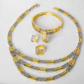 Overseas Dubai 18K Gold Plated Bride Knot Wedding Necklace Earrings Set Ring Bracelet Set Africa Women Banquet Jewelry Set