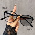 Photochromic Presbyopia Glasses Ultra-Light Style Contrast Bare Face Older Adults Fashionable HD Retro Round Anti-Blue-Light Reading