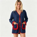 Casual Fashion Long Sleeve Patchwork Fringe Cardigan + Shorts Set