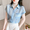 Summer Korean Versatile Chiffon Short Sleeve Lightweight Loose Shirt