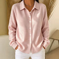 Women's Fall Casual Fashion Long Sleeve Lapel Collar Cardigan + Shirt 2026 - Blue