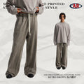 Men's American Retro Fleece Snow-Denim Frayed Edge Loose Fit Wide Leg Casual Pants