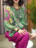 Spring-Summer Ethnic Retro Linen Cotton Printed Harem Pants + Top 2-Piece Set