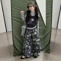 Girls' Faux Layered Long Sleeve Tee Camo Star Pants Set