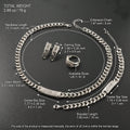 Western Hip-Hop Necklace Bronze Ba Bracelet Necklace Earrings Set Ring Set Hip-Hop Personality Rhinestone Simple Premium