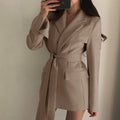Women's Fall Korean Hong Kong Tie-Front Waist-Tie Blazer 2026 - Off White