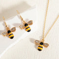 Cross-Border Hit Western Fashionable Accessory Design Detail Cute Bee Pendant Choker Earrings Necklace Set Wholesale