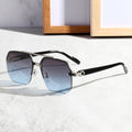 Overseas Sunglasses New Boys Driving Big Face Slender Driving UV-Proof Premium Half-Rim Sunglasses Square Frame