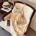 Bohemian Ethnic Style Embroidered Camisole Mid-Length Dress