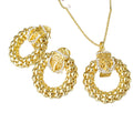 Western Hot Sale Style Overseas Simple Gold Beaded Linked Circle Pendant Premium Earrings Necklace Set Women