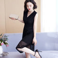 Black Mesh Sleeveless Dress, Petite Slimming 2026