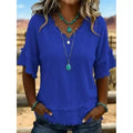 Summer Casual Short Sleeve V-Neck Loose Frayed Shirt