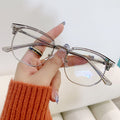 Prescription Glasses Browline Frame Anti-Blue Plano Retro Frame Men Formal Casual Trendy Tech Prescription Sunglasses