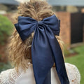 French Retro Oversized Bow Head Jewelry Satin Super Fairy Elegant Back Brain Spoon Lapel Hair Tie Hair Accessory