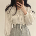 Women's Korean Chic Lantern Sleeve Short Cardigan