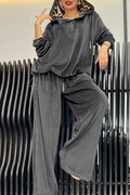 Leopard Print Hoodie + Pants Two-Piece Loungewear Set