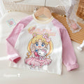 Girls' Contrast Raglan Cartoon Print T-Shirt