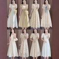 French Style Square Neck Fitted Sweet Long Dress, 2026 Summer New