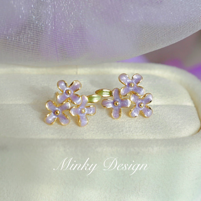 Enamel Flower Minimalist Stud Earrings - view 6