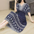 Women's Chinese French Short Sleeve V-Neck Printed Dress + Skirt 2026 - 1-1#