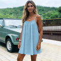 Solid Color Backless Slip Dress - European Style Casual Summer Maxi Dress