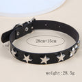 Western New Rock Punk Fashionable Clean Five-Point Star Black PU Leather Personality Clean Women Neck Necklace