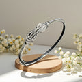 18K Gold Plated 4th Petal Flower Cubic Zirconia Bangle Light Luxury Premium Influencer Hand Jewelry Lucky Flower Mother of Pearl Bracelet Jewelry