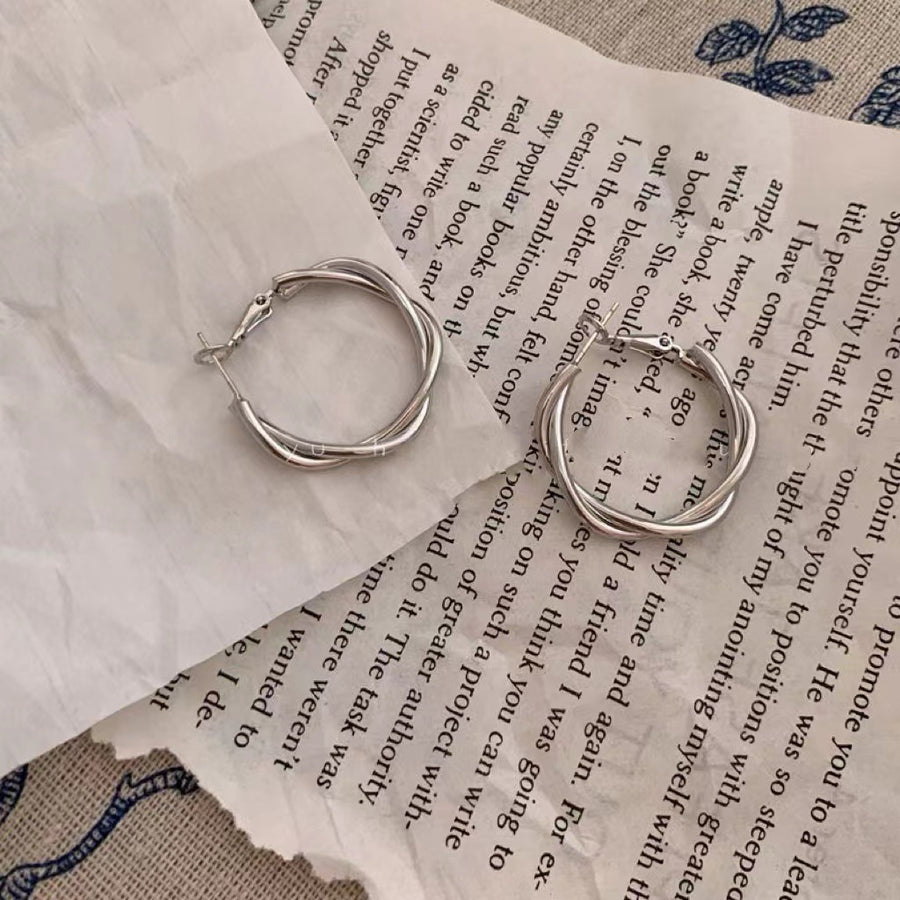 Minimalist Metal Circle Hoop Earrings - view 12