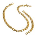 Amazon Hot Sale Western Copper Square Spliced Cuban Chain Trendsetter Personality Accessory Gold Plated Necklace Bracelet Set