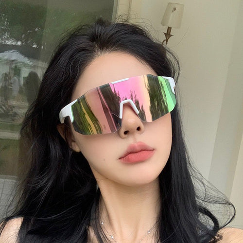 Big Frame Iridescent Photochromic Sunglasses - One-Piece Style