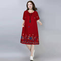 Ethnic Style Tencel Cotton Embroidered Mid-Length Casual Beach Dress