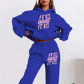 Fall Sporty Minimal Long Sleeve Printed Letter Print Hoodie Set