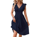 V-Neck Ruffle Sleeve Dress - Elegant Slimming Plus Size Summer Dress Women