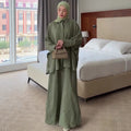 Fall Retro Casual Long Sleeve Lapel Collar Loose Cardigan + Shirt + Long Skirt Set