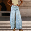 Retro Patchwork Printed Floral Loose Wide Leg Pants + Pants