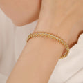 New Four Leaf Clover Heart Snake Chain Cubic Zirconia Fashionable Personality Versatile Rivet Bangle Women Light Luxury Premium Hand Jewelry