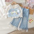 Girls' Sweater Vest and Jeans 3-Piece Set