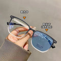 Wood Grain Prescription Photochromic Glasses Retro Anti-Blue Plano Men Overseas Big Face Slender Glasses Product Prescription Sunglasses
