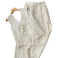 Summer Korean Fashion Wide Leg Pants + Vest 2-Piece Set