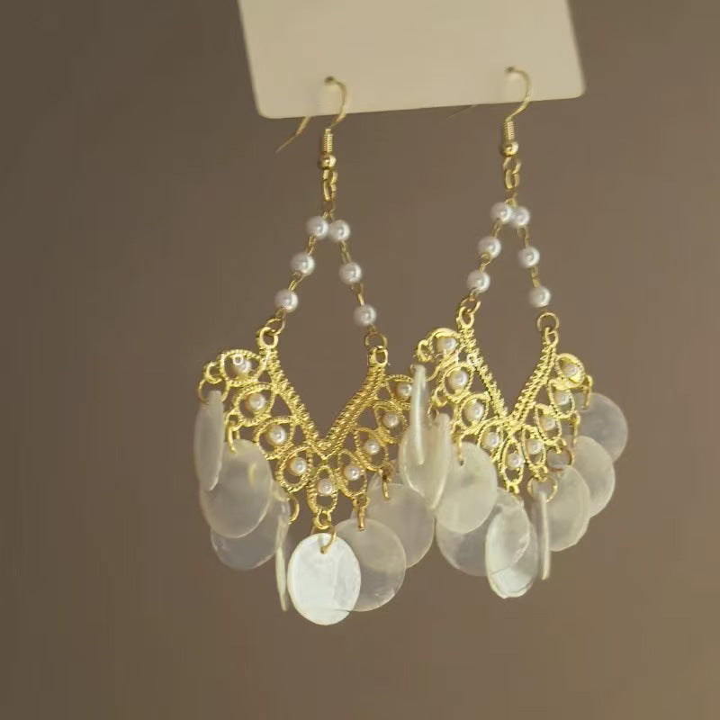 Bohemian Crystal Teardrop Beaded Tassel Earrings - view 6