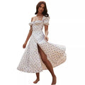 Puff Sleeve Print Bodycon Dress - Sexy Slit Mini Dress Multiple Colors Women