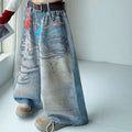 Girls' Faux Layered Cartoon Tee Digital Print Wide-Leg Pants Set