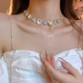 EU/US Import Rhinestone Geometric Oval Circle Necklace Set Personality Clavicle Chain Light Luxury Premium Necklace Women